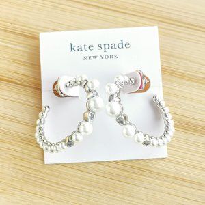 Kate Spade Pearl Caviar Silver Hoop Earrings 🎉